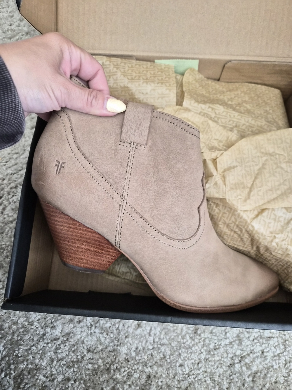 Frye Taupe Nubuck Women's Ankle Bootie